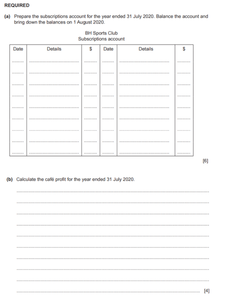 Accounts of clubs and societies notes